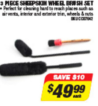 Autobarn 3 Piece Sheepskin Wheel Brush Set offer