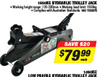 Autobarn 1550Kg Hydraulic Trolley Jack offer