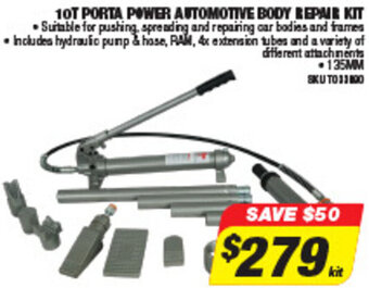 Autobarn 10T Porta Power Automotive Body Repair Kit offer