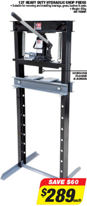 Autobarn 12T Heavy Duty Hydraulic Shop Press offer