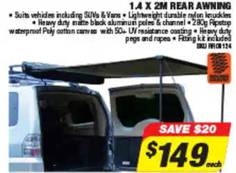 Autobarn 1.4 x 2M Rear Awning offer