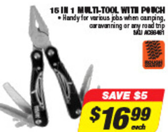 Autobarn 15 In 1 Multi-Tool With Pouch offer