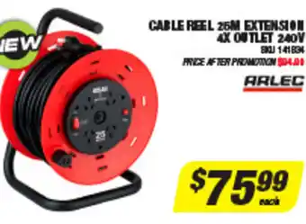 Autobarn Cable Reel 25M Extension 4x Outlet 240V offer