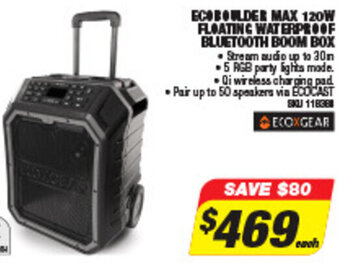 Autobarn Ecoboulder Max 120W Floating Waterproof Bluetooth Boom Box offer