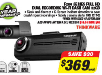 Autobarn F200 Series Full HD Dual Recording Wi-Fi Dash CAM 32GB offer