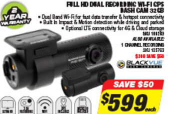 Autobarn Full HD Dual Recording Wi-Fi GPS Dash CAM 32GB offer