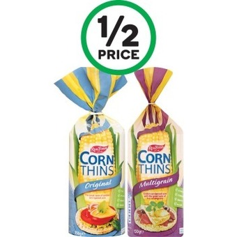 Real foods corn thins 125-150g