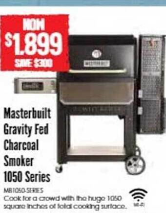 Barbeques Galore Masterbuilt gravity fed charcoal smoker 1050 series offer