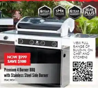 Premium 4 burner bbq with stainless steel side burner