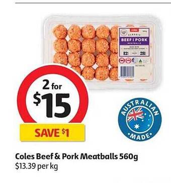 Coles beef & pork meatballs