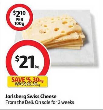Coles Jarlsberg swiss cheese offer