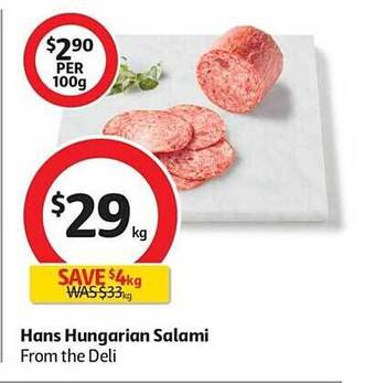 Coles Hans hungarian salami offer