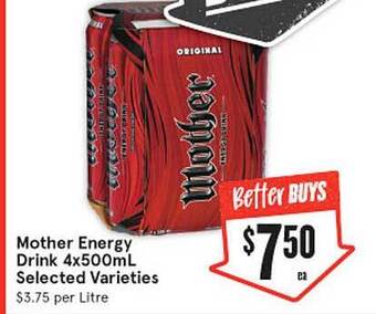 IGA Mother energy drink selected varieties offer