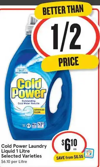 IGA Cold power laundry liquid selected varieties offer