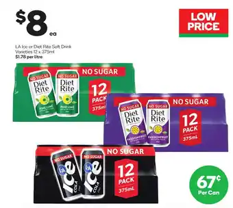 Woolworths La ice or diet soft drink varieties offer