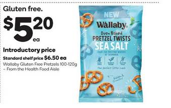 Woolworths Wallaby gluten free pretzels 100-120g offer