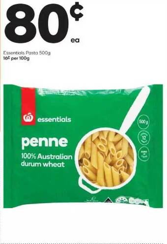 Woolworths Essentials pasta 500g offer