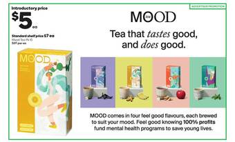 Woolworths Mood tea pk 10 offer