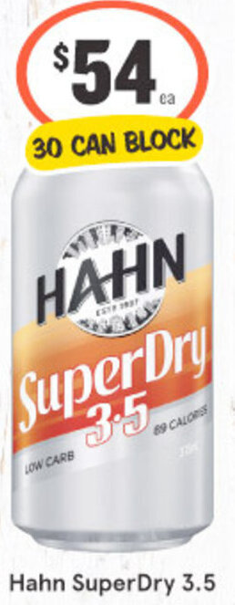 IGA Liquor Hahn Super Dry 3.5 offer
