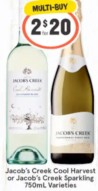 IGA Liquor Jacob's Creek Cool Harvest Or Jacob's Creek Sparkling 750ml Varieties offer
