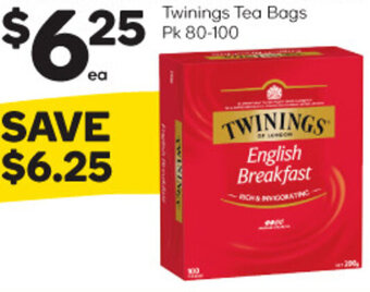 Woolworths Twinings Tea Bags Pk 80-100 offer