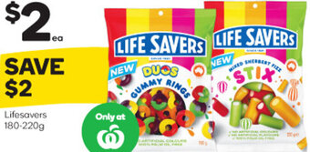 Woolworths Lifesavers 180-220g offer
