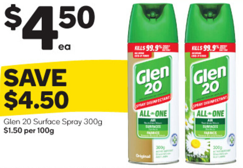 Glen 20 Surface Spray 300g offer at Woolworths