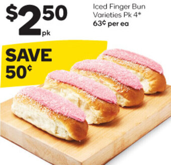 Woolworths Iced Finger Bun Varieties Pk 4 offer