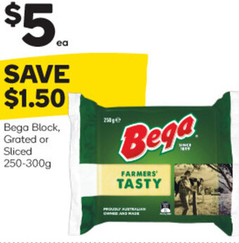 Woolworths Bega Block, Grated Or Sliced 250-300g offer
