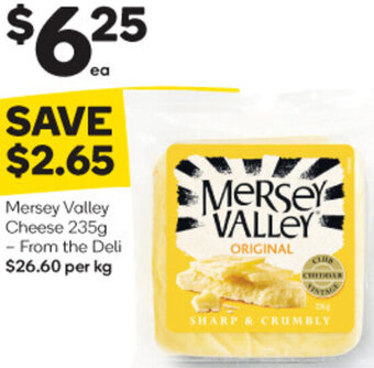 Woolworths Mersey Valley Cheese 235g -From The Deli offer