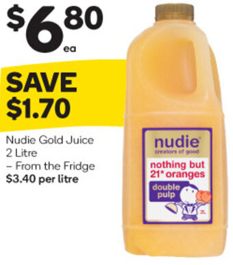 Woolworths Nudie Gold Juice 2 Litre - From The Fridge offer