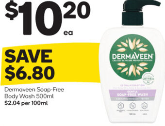 Woolworths Dermaveen Soap-Free Body Wash 500ml offer