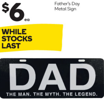 Woolworths Father's Day Metal Sign offer