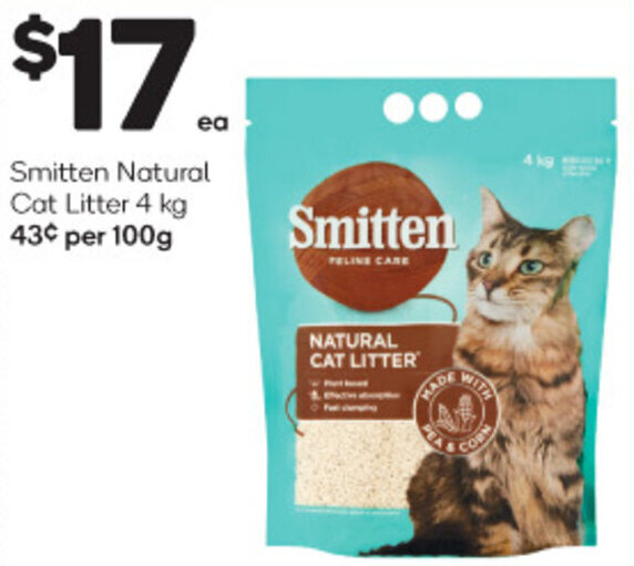 Smitten Natural Cat Litter 4 Kg offer at Woolworths