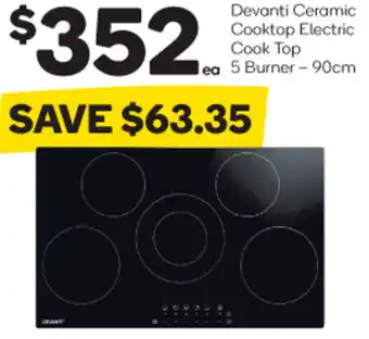 Woolworths Devanti Ceramic Cooktop Electric Cook Top 5 Burner - 90cm offer
