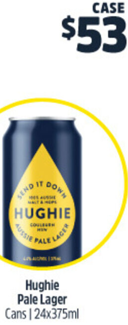 Woolworths Hughie Pale Lager 24x375ml offer
