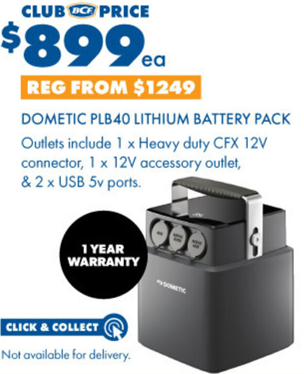 Dometic PLB40 Lithium Battery Pack offer at BCF