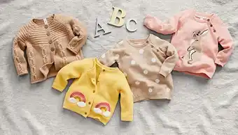 BIG W Dymples Yoke Detail Cardigan, Rainbow Cardigan, Spot Pullover or Bunny Intarsia Pullover offer