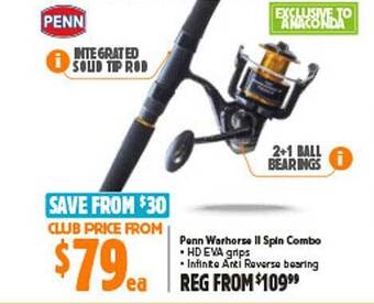 Anaconda Penn warhorse ii spin combo offer