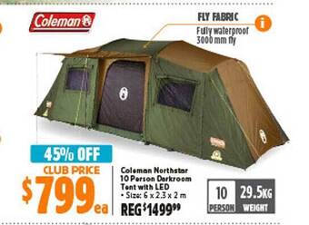 Anaconda Coleman northstar 10 person darkroom tent with led offer