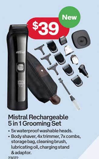 Australia Post Mistral rechargeable 5 in 1 grooming set offer