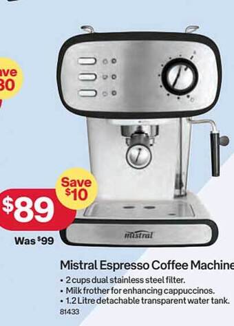 Australia Post Mistral espresso coffee machine offer