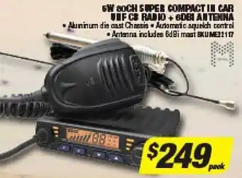 Autobarn 5w soch super compact in car unf cb radio + 5dbi antenna offer