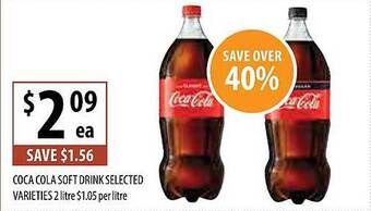 Supabarn Coca cola soft drink selected varieties offer