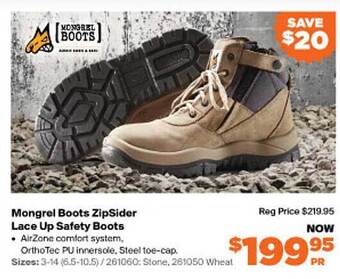 RSEA Safety Mongrel boots zipsider lace up safety boots offer