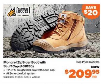 Mongrel zipsider boot with scuff cap (461050)