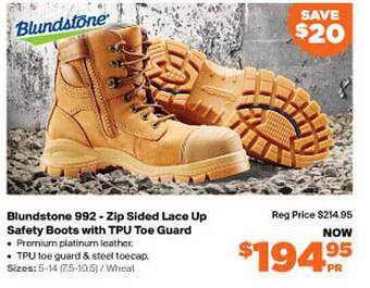 RSEA Safety Blundstone 992- zip sided lace up safety boots with tpu toe guard offer