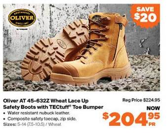 RSEA Safety Oliver at 45-632z wheat lace up safety boots with tectuff toe bumper offer