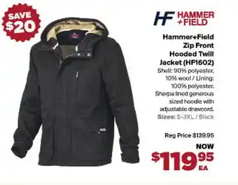 RSEA Safety Hammer+field zip front hooded twill jacket (hfi1602) offer