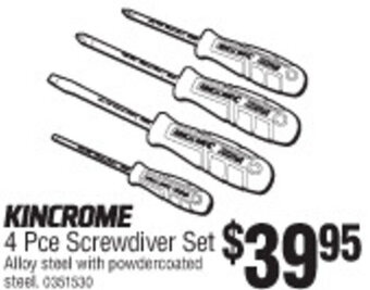 Kincrome 4 Pce Screwdiver Set